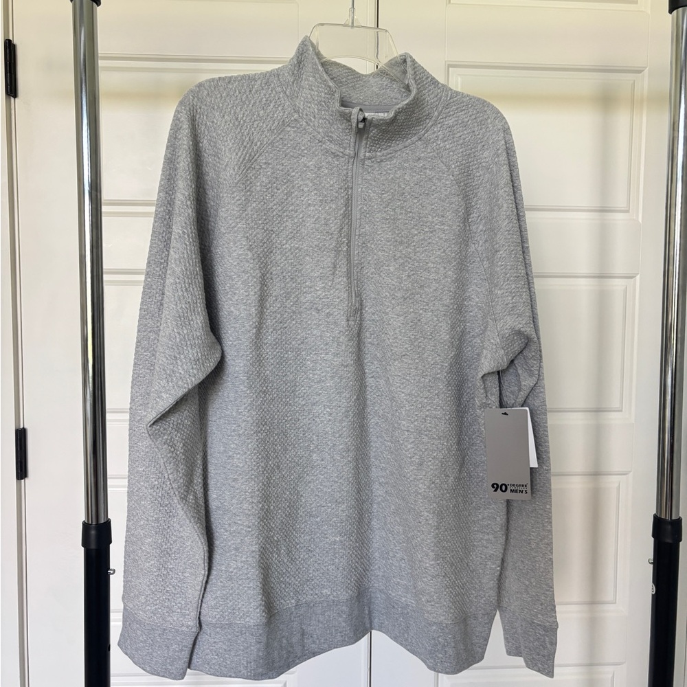 90 Degree By Reflex Men's Jacquard Throwback Half Zip XL Heather Gray